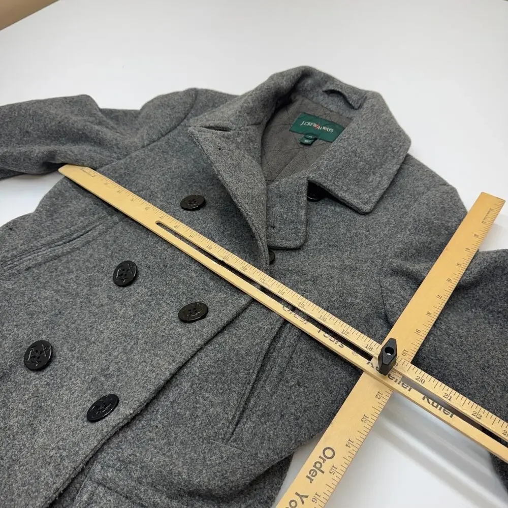 J Crew Always Wool Peacoat Women’s XS 3M Thinsulate Quilt Lined Jacket Grey Gray